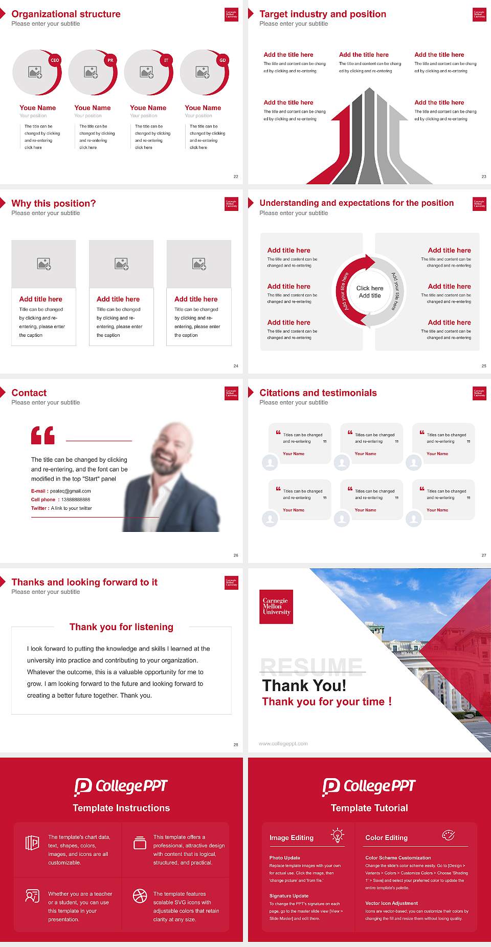 Carnegie Mellon University Resume PPT Template4:3 ratio PPT effect preview image4