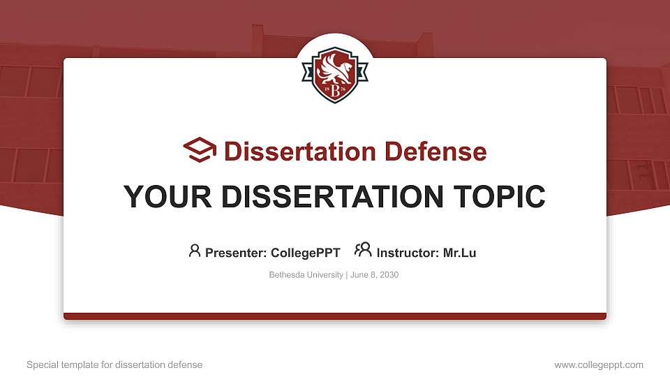 Bethesda University Graduation Thesis Defense PPT Template16:9 ratio PPT effect preview image