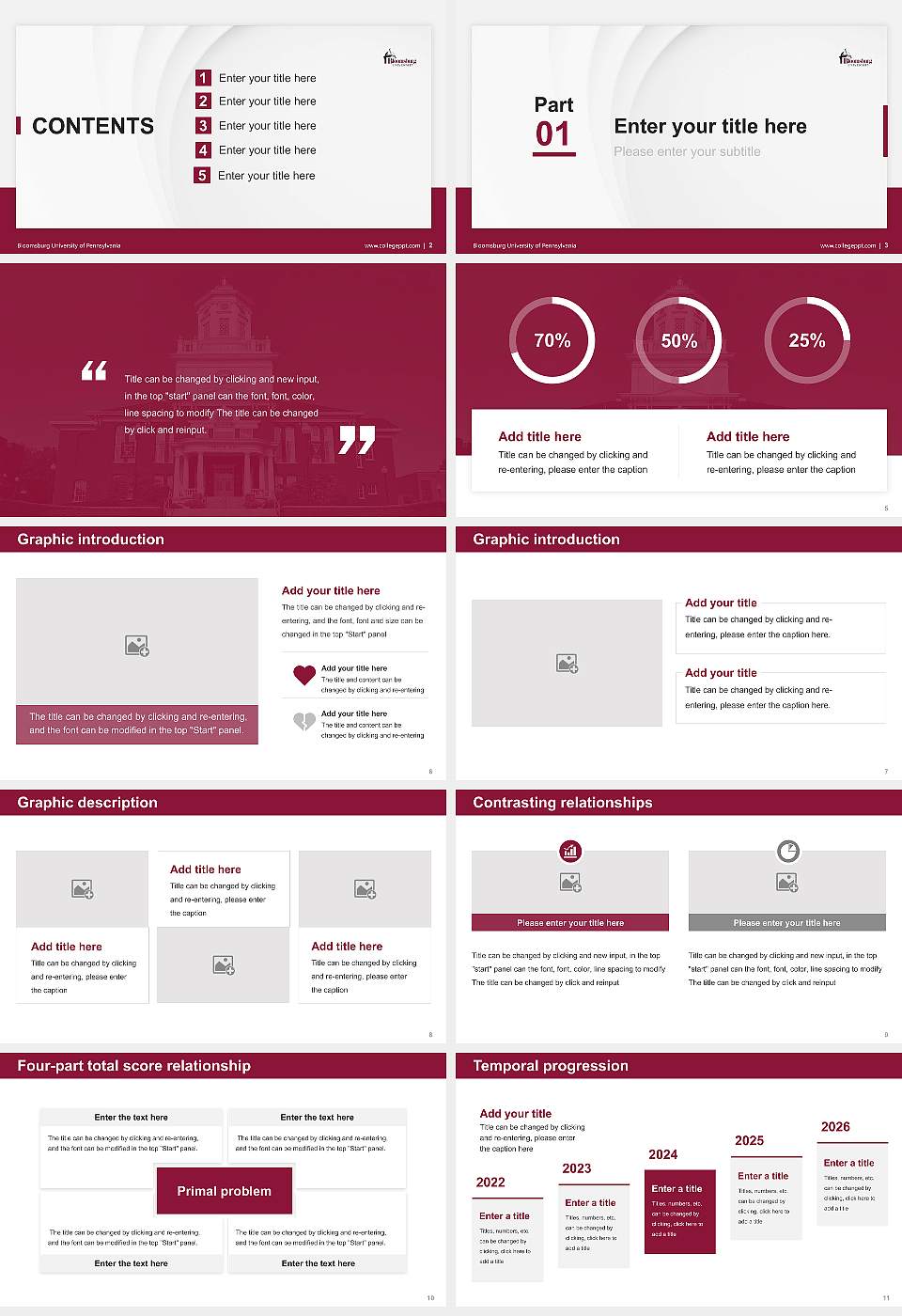 Bloomsburg University of Pennsylvania Thesis Proposal/Graduation Defense PPT Template16:9 ratio PPT effect preview image2