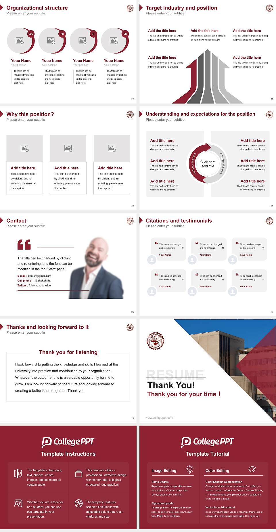 Calumet College of Saint Joseph Resume PPT Template4:3 ratio PPT effect preview image4