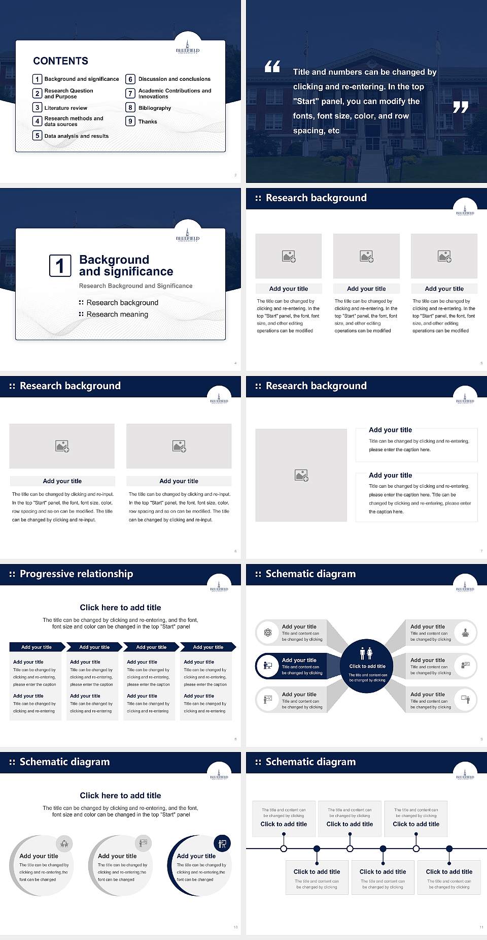 Bluefield College Graduation Thesis Defense PPT Template4:3 ratio PPT effect preview image2