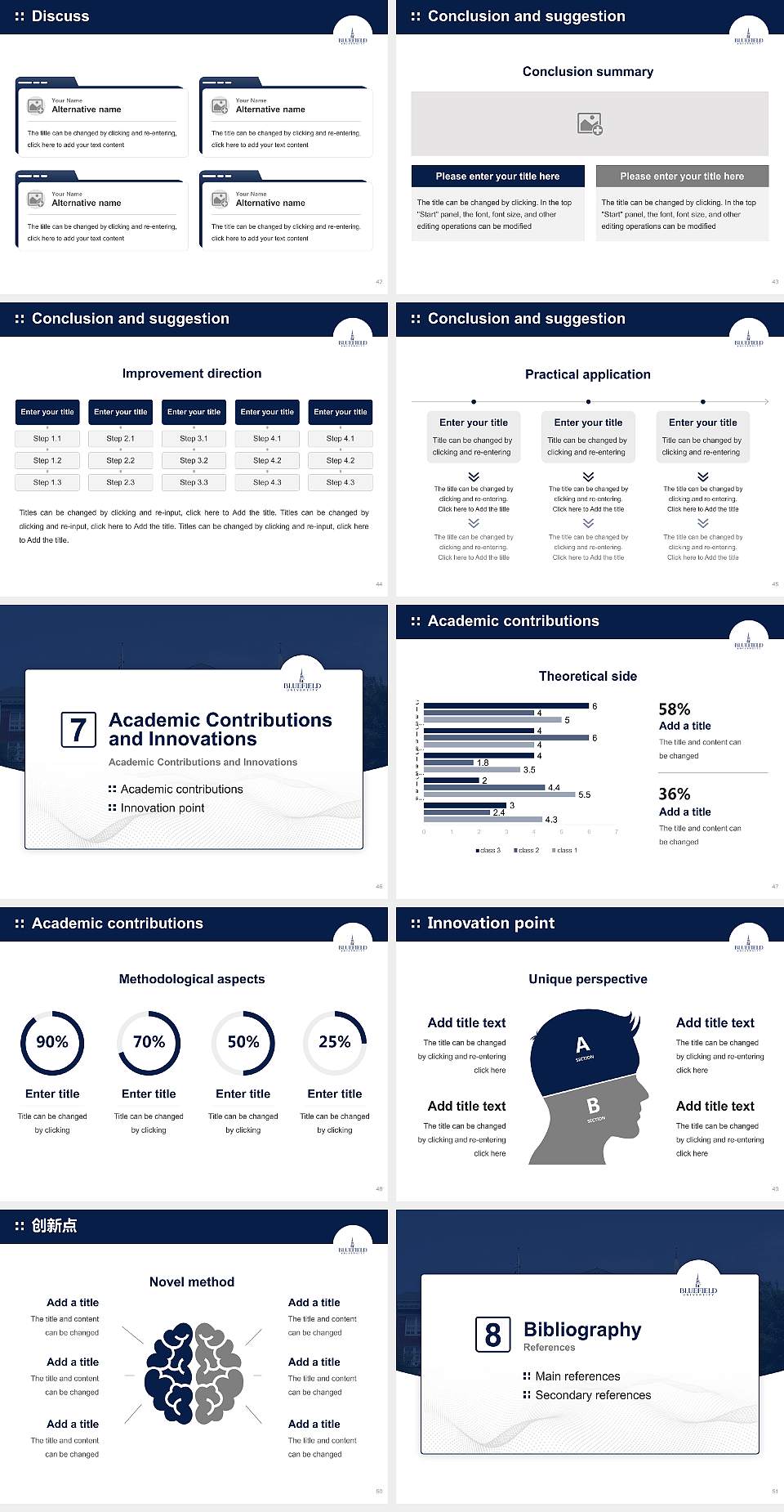 Bluefield College Graduation Thesis Defense PPT Template4:3 ratio PPT effect preview image6