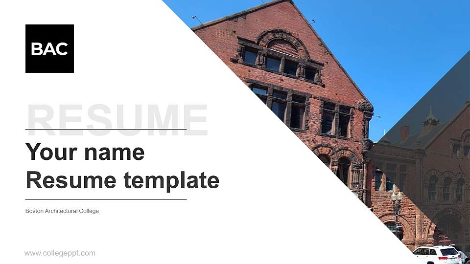 Boston Architectural College Resume PPT Template16:9 ratio PPT effect preview image