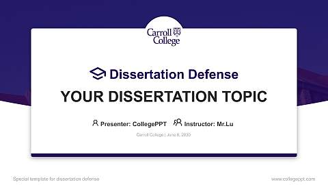 Carroll College Graduation Thesis Defense PPT Template
