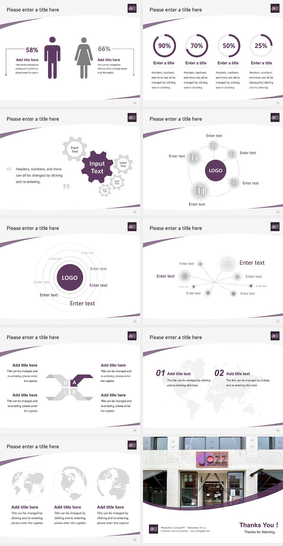 California Jazz Conservatory Course/Courseware Creation PPT Template4:3 ratio PPT effect preview image4