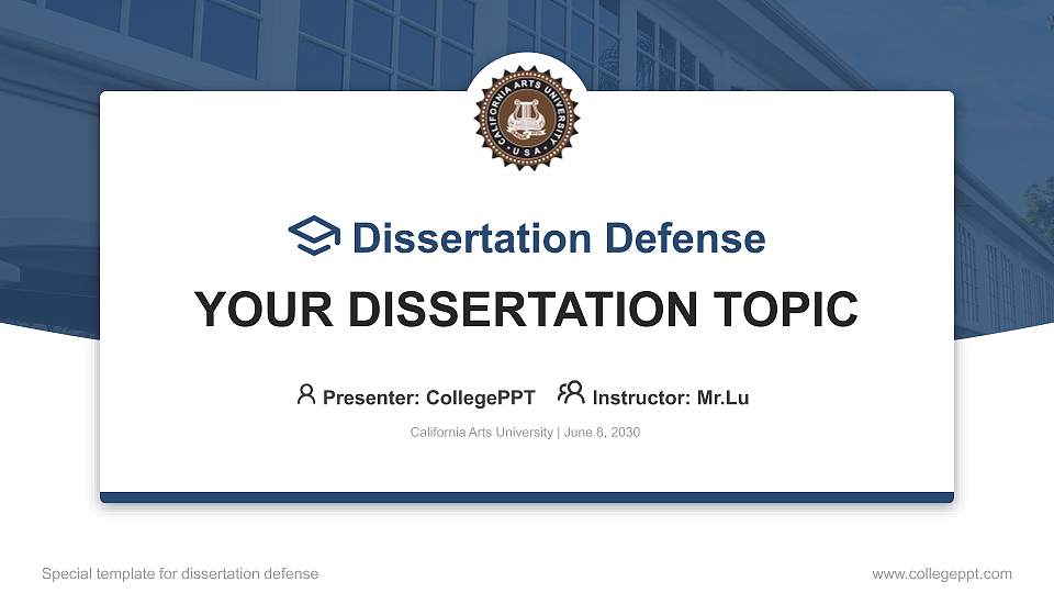 California Arts University Graduation Thesis Defense PPT Template16:9 ratio PPT effect preview image