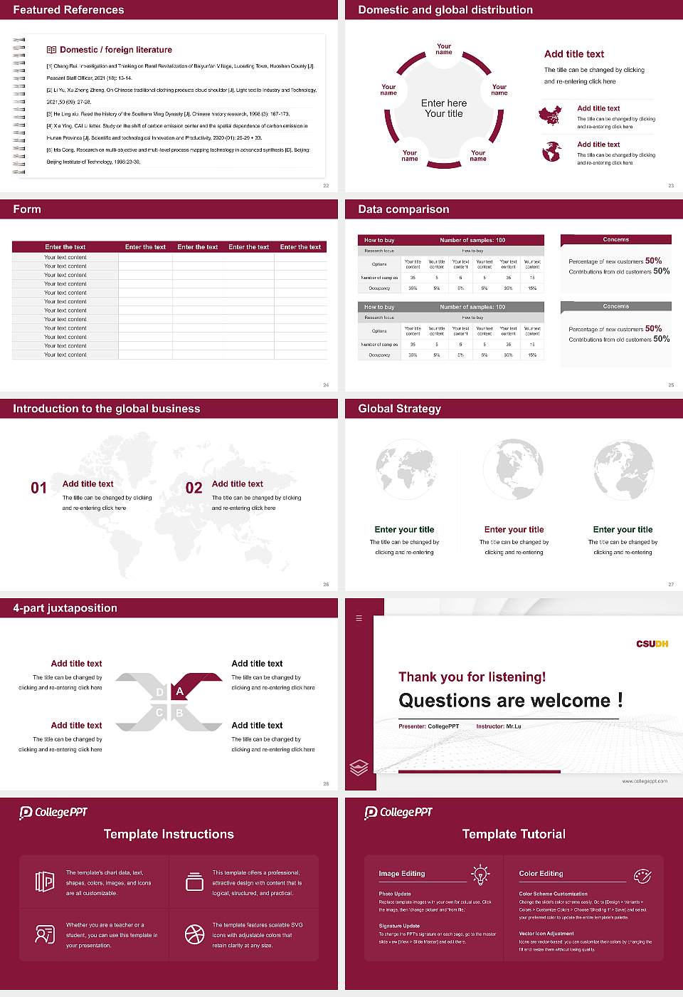 California State University-Dominguez Hills Thesis Proposal/Graduation Defense PPT Template16:9 ratio PPT effect preview image4