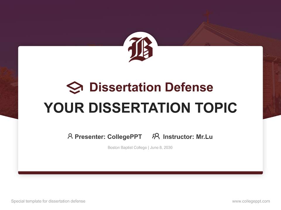 Boston Baptist College Graduation Thesis Defense PPT Template4:3 ratio PPT effect preview image7
