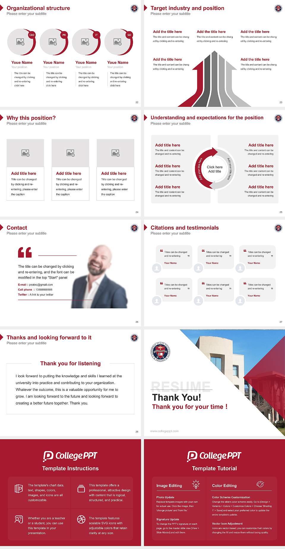 California State University-Fresno Resume PPT Template4:3 ratio PPT effect preview image4