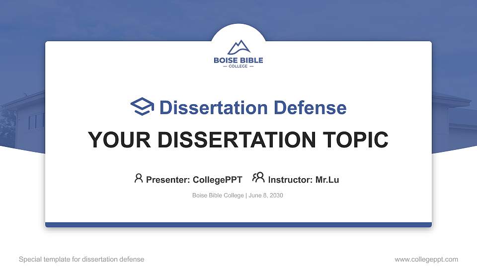 Boise Bible College Graduation Thesis Defense PPT Template16:9 ratio PPT effect preview image