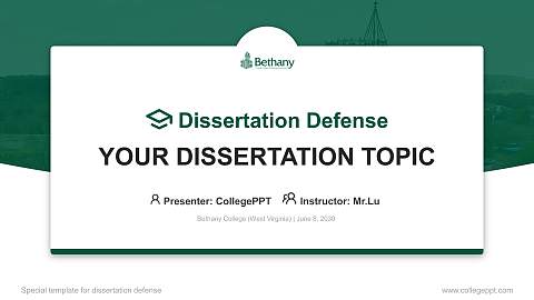 Bethany College (West Virginia) Graduation Thesis Defense PPT Template