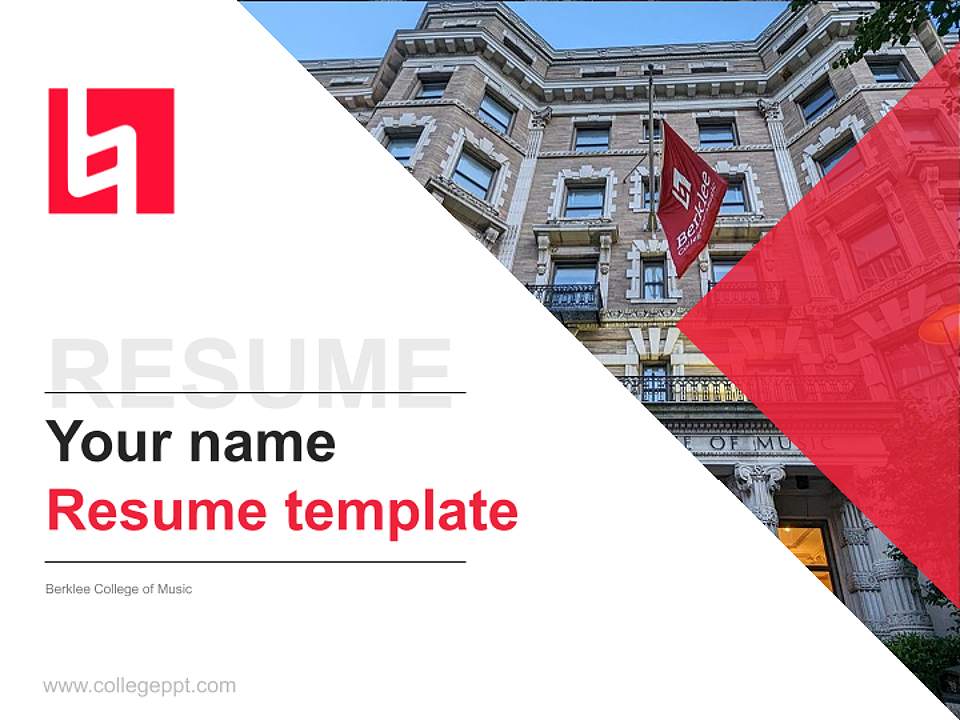 Berklee College of Music Resume PPT Template4:3 ratio PPT effect preview image5