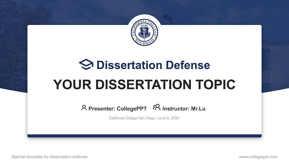 California College San Diego Graduation Thesis Defense PPT Template16:9 ratio PPT effect preview image