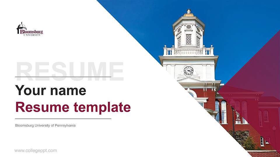 Bloomsburg University of Pennsylvania Resume PPT Template16:9 ratio PPT effect preview image
