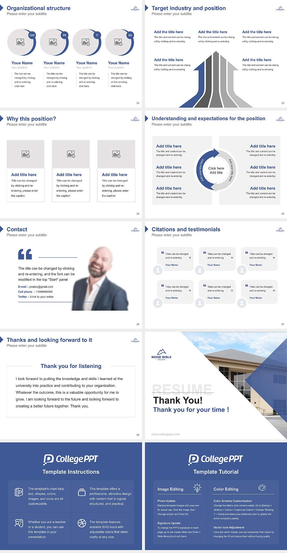 Boise Bible College Resume PPT Template4:3 ratio PPT effect preview image4