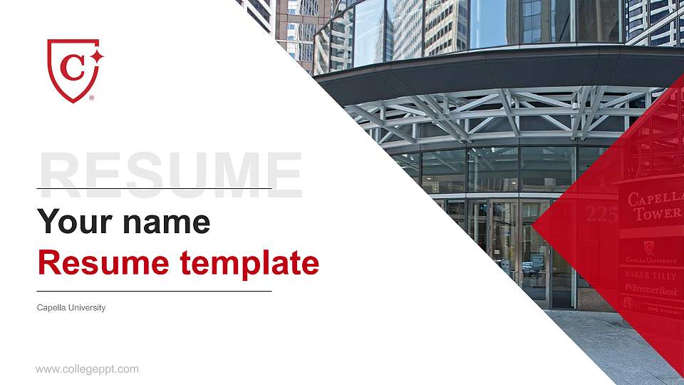Capella University Resume PPT Template16:9 ratio PPT effect preview image