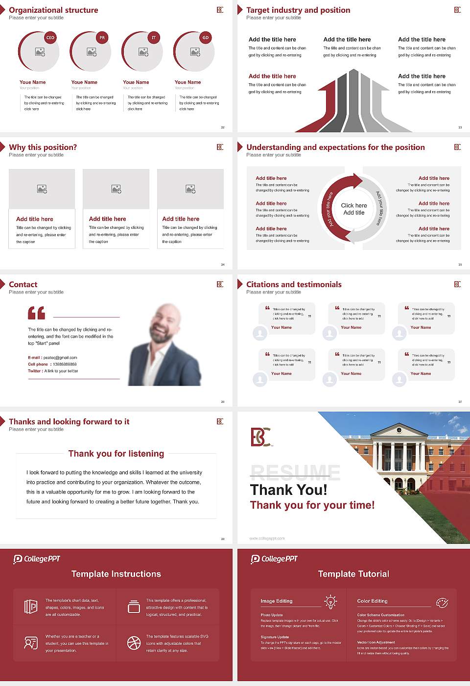 Bridgewater College Resume PPT Template16:9 ratio PPT effect preview image4