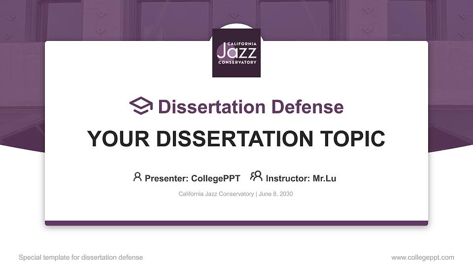 California Jazz Conservatory Graduation Thesis Defense PPT Template16:9 ratio PPT effect preview image