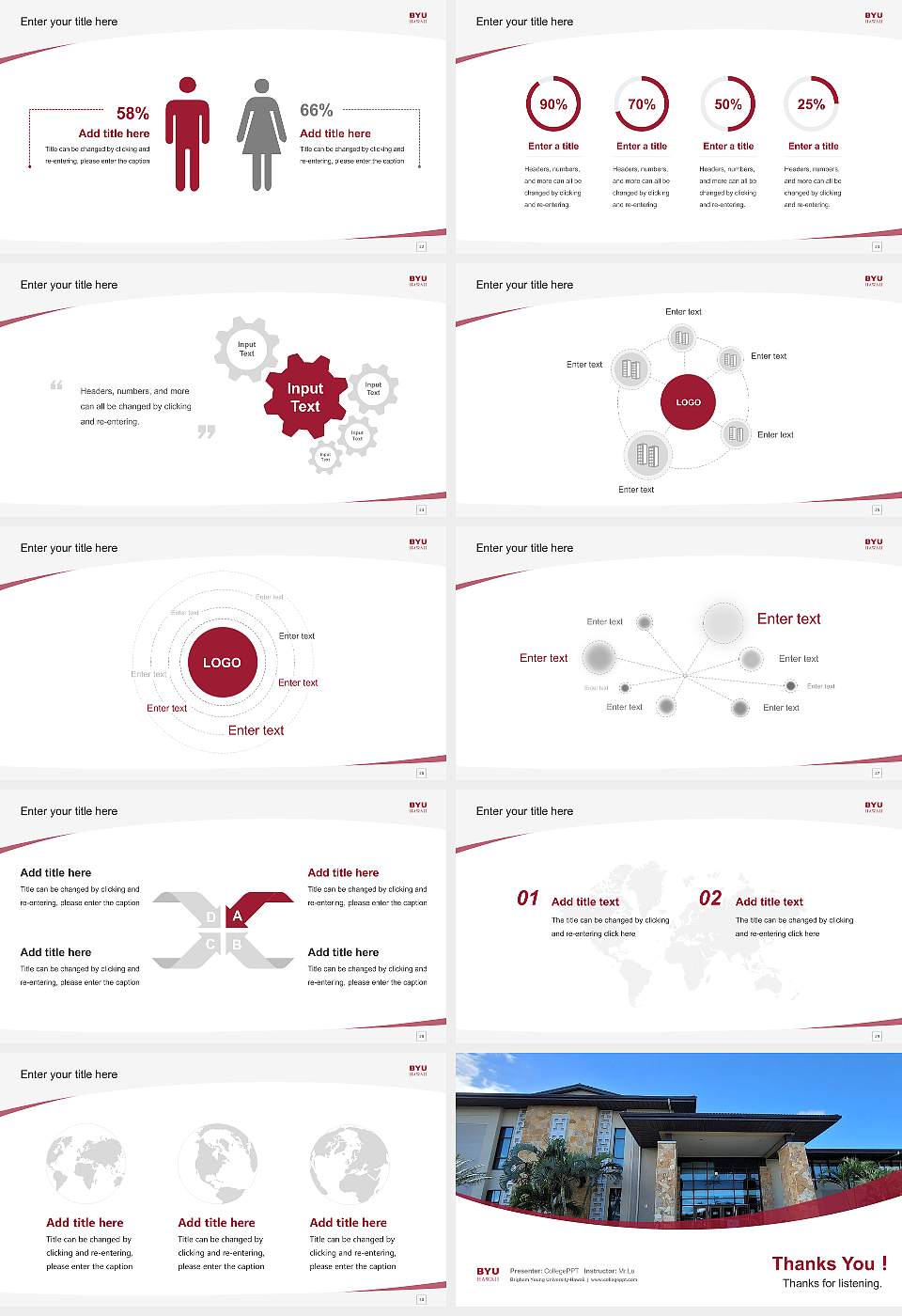 Brigham Young University-Hawaii Course/Courseware Creation PPT Template16:9 ratio PPT effect preview image4