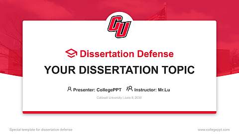Caldwell University Graduation Thesis Defense PPT Template