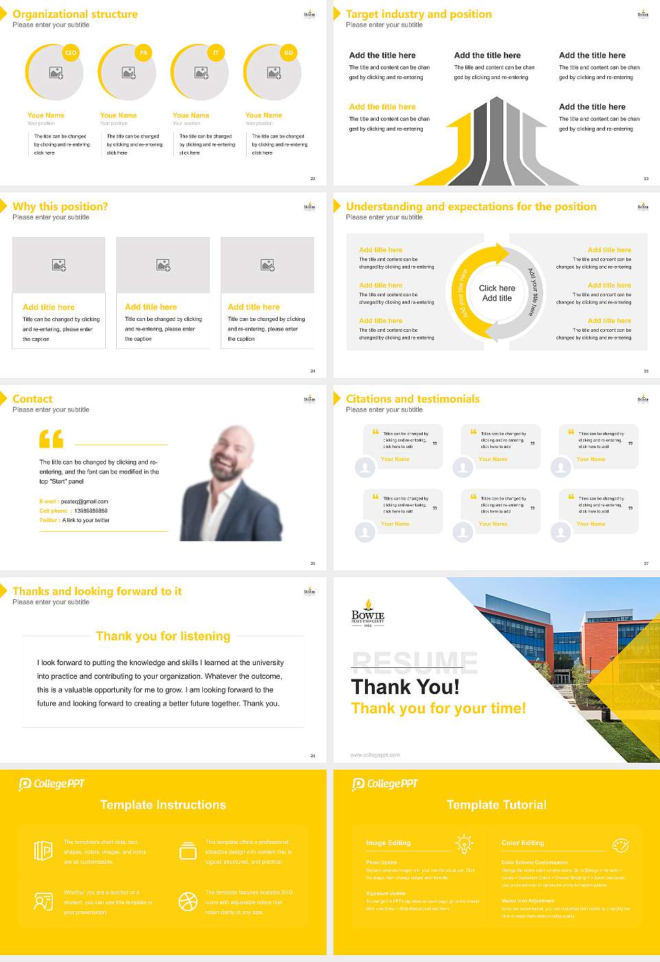 Bowie State University Resume PPT Template16:9 ratio PPT effect preview image4