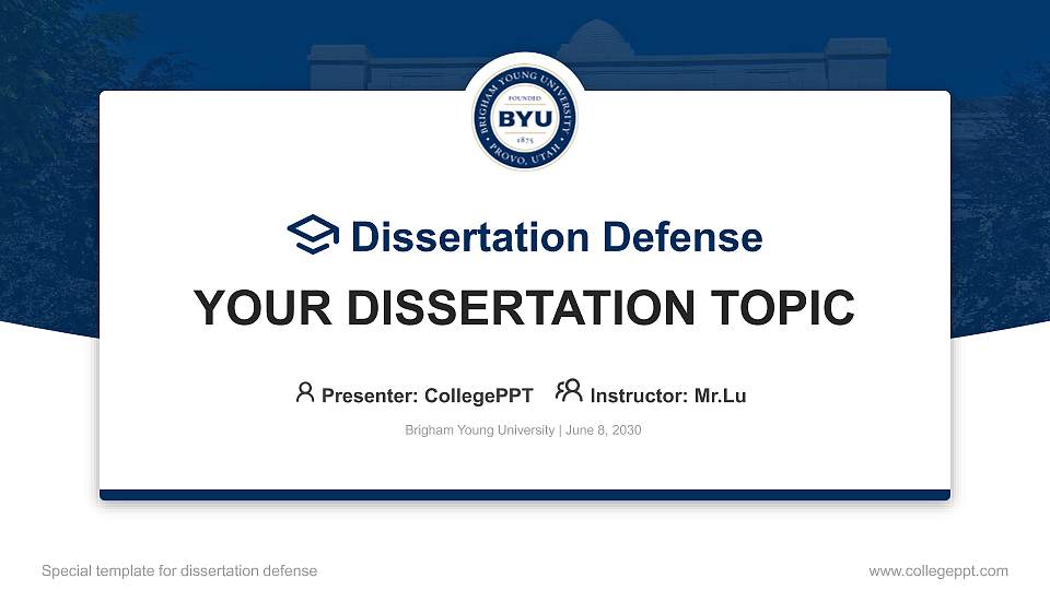Brigham Young University Graduation Thesis Defense PPT Template16:9 ratio PPT effect preview image