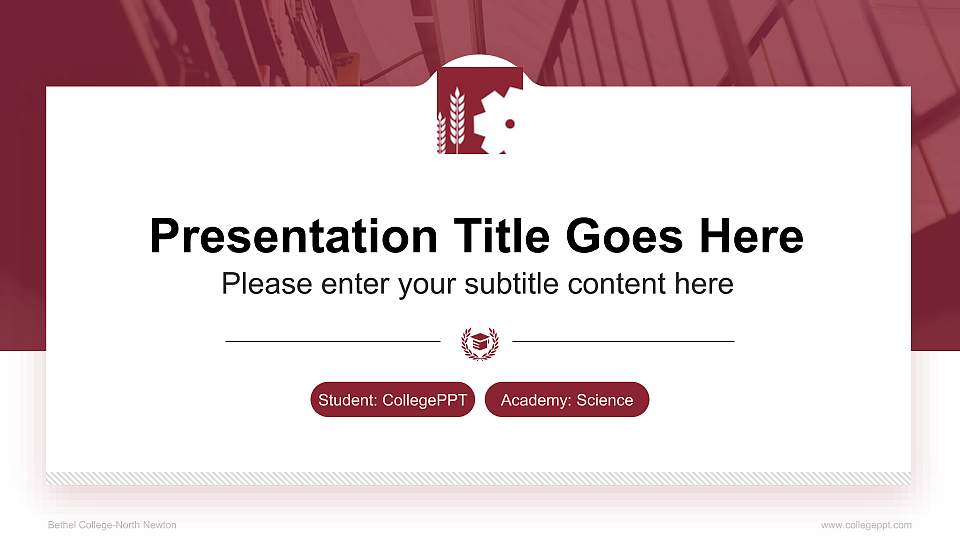 Bethel College-North Newton National Scholarship Defense PPT Template16:9 ratio PPT effect preview image