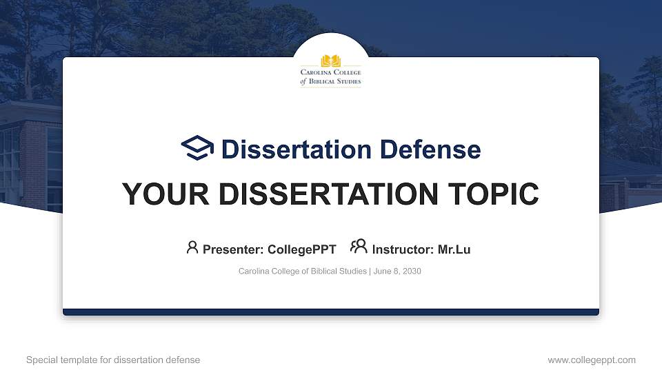 Carolina College of Biblical Studies Graduation Thesis Defense PPT Template16:9 ratio PPT effect preview image