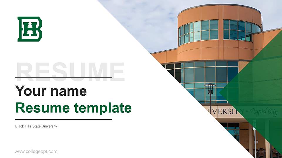 Black Hills State University Resume PPT Template16:9 ratio PPT effect preview image