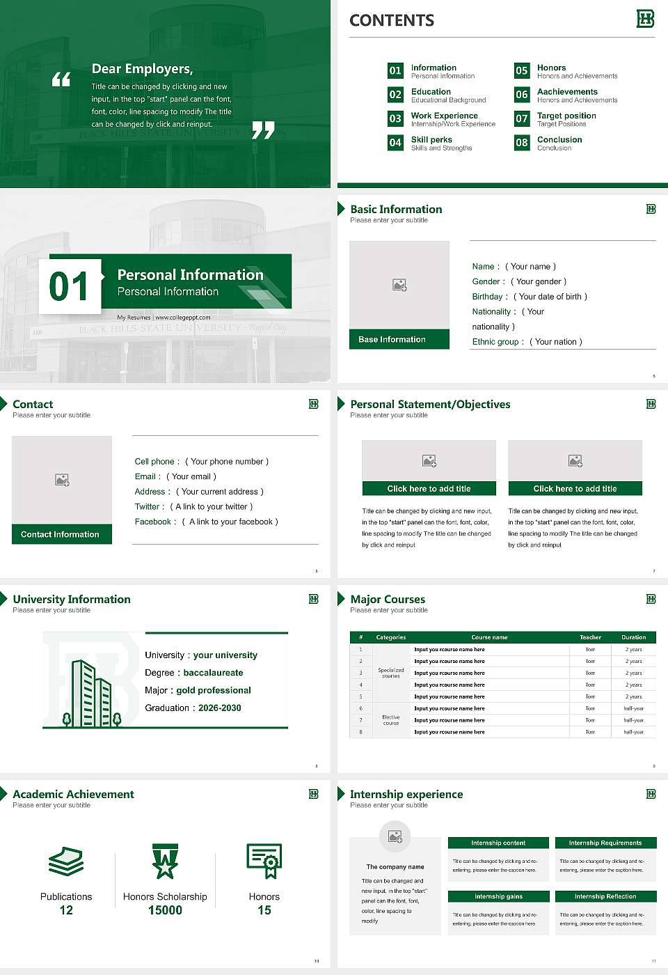 Black Hills State University Resume PPT Template16:9 ratio PPT effect preview image2