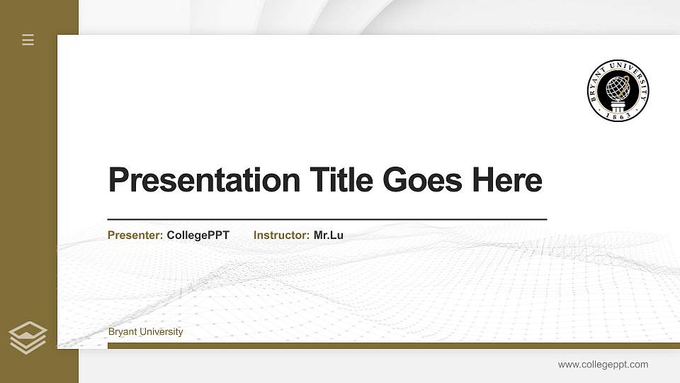 Bryant University Thesis Proposal/Graduation Defense PPT Template16:9 ratio PPT effect preview image