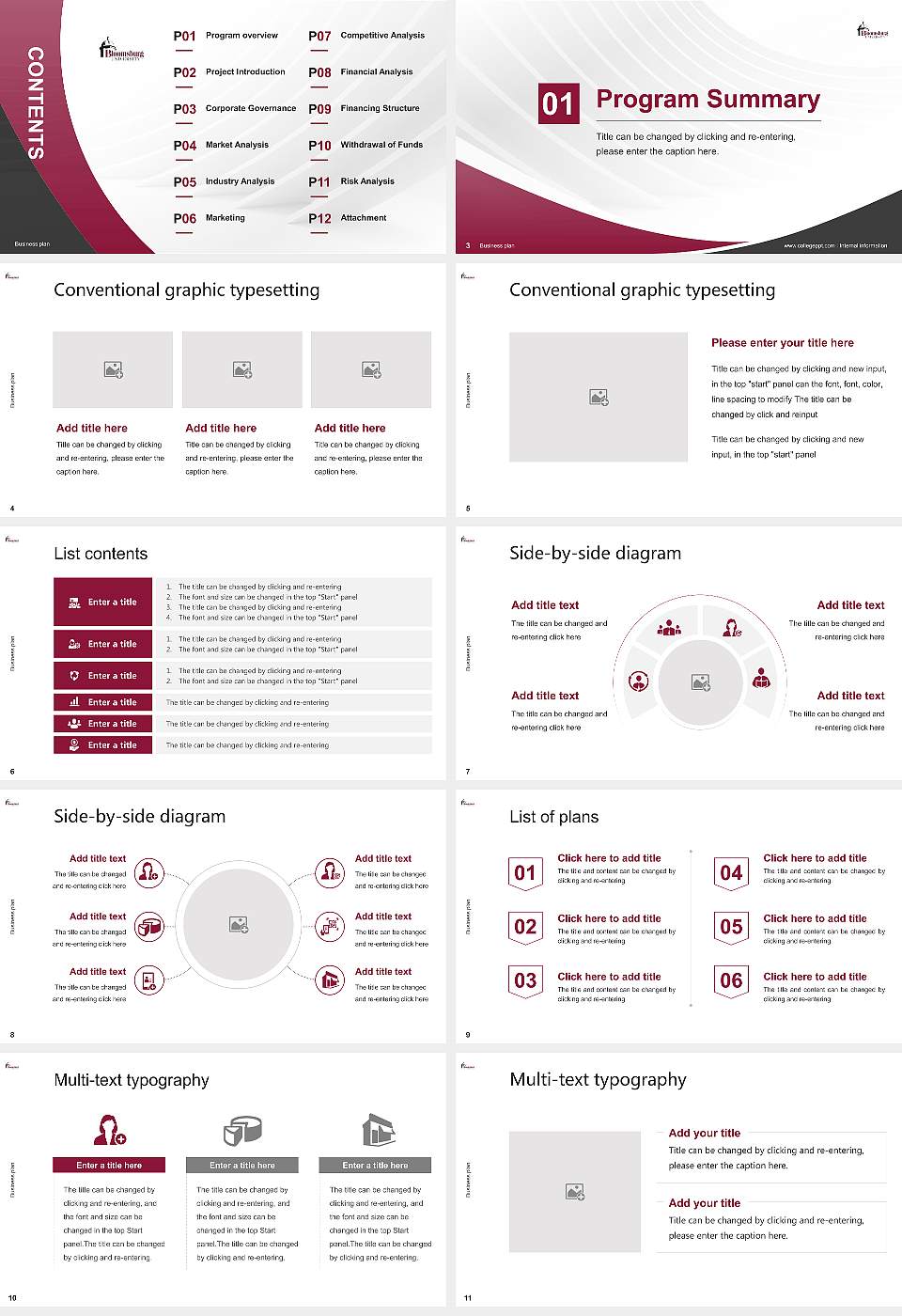 Bloomsburg University of Pennsylvania Competition/Entrepreneurship Contest PPT Template16:9 ratio PPT effect preview image2