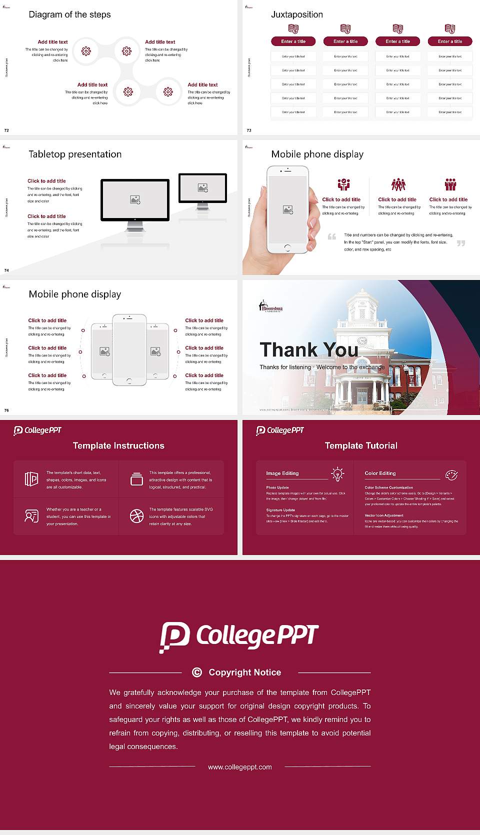 Bloomsburg University of Pennsylvania Competition/Entrepreneurship Contest PPT Template16:9 ratio PPT effect preview image9