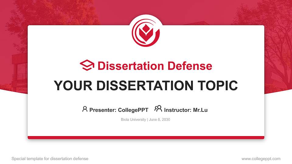 Biola University Graduation Thesis Defense PPT Template16:9 ratio PPT effect preview image