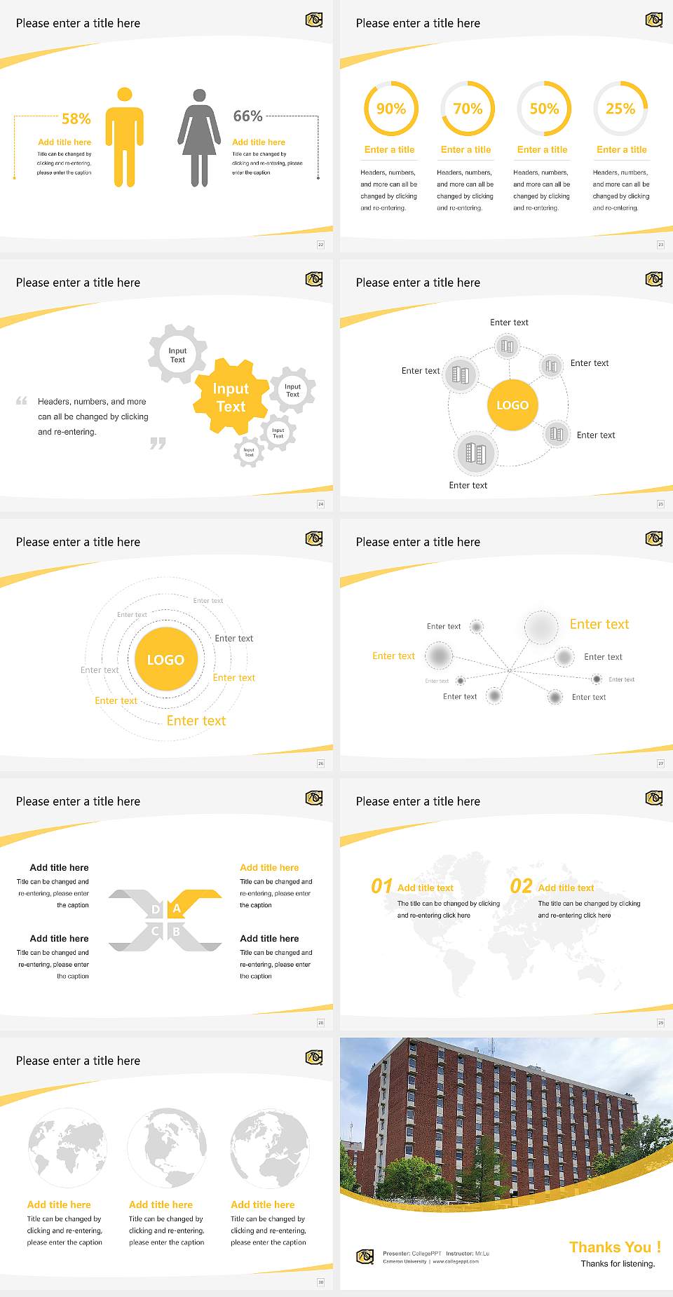 Cameron University Course/Courseware Creation PPT Template4:3 ratio PPT effect preview image4