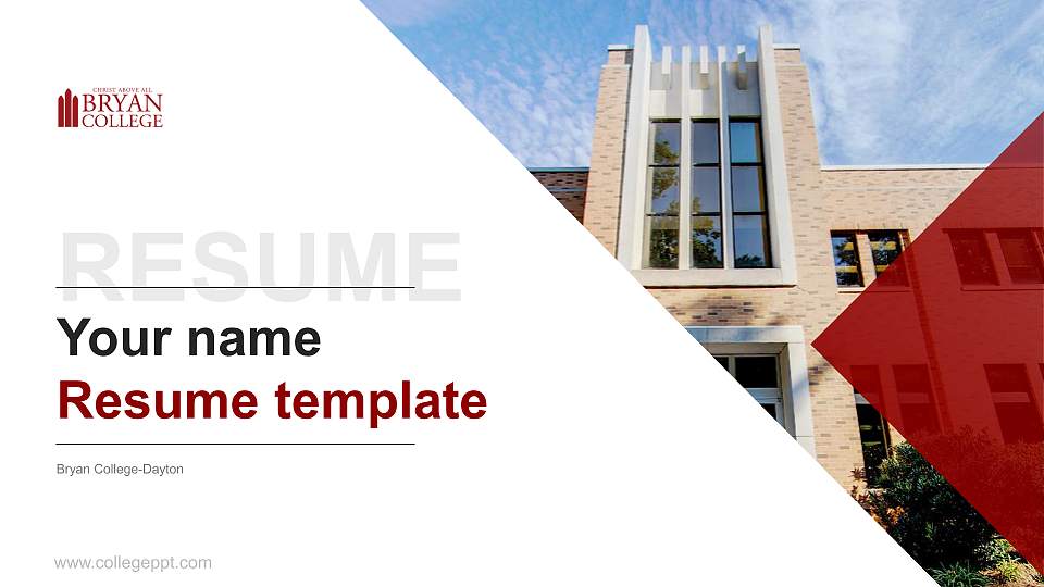 Bryan College-Dayton Resume PPT Template16:9 ratio PPT effect preview image