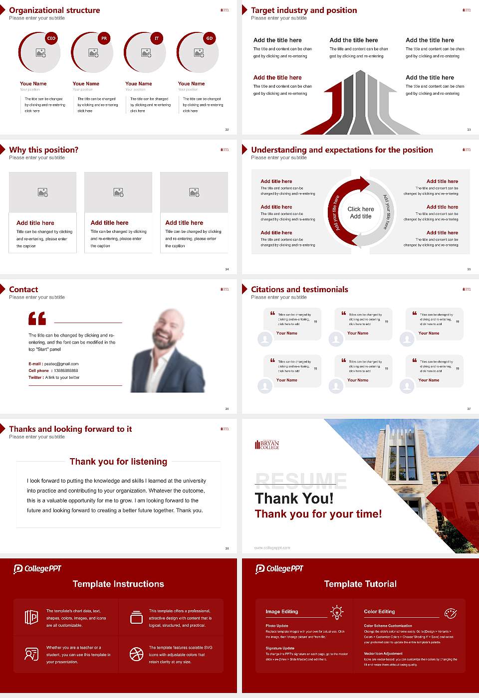 Bryan College-Dayton Resume PPT Template16:9 ratio PPT effect preview image4