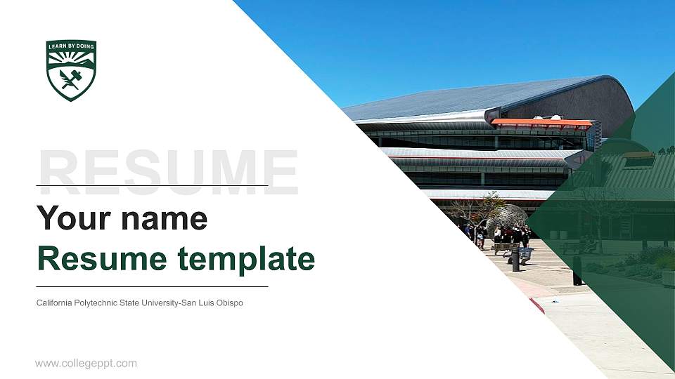 California Polytechnic State University-San Luis Obispo Resume PPT Template16:9 ratio PPT effect preview image