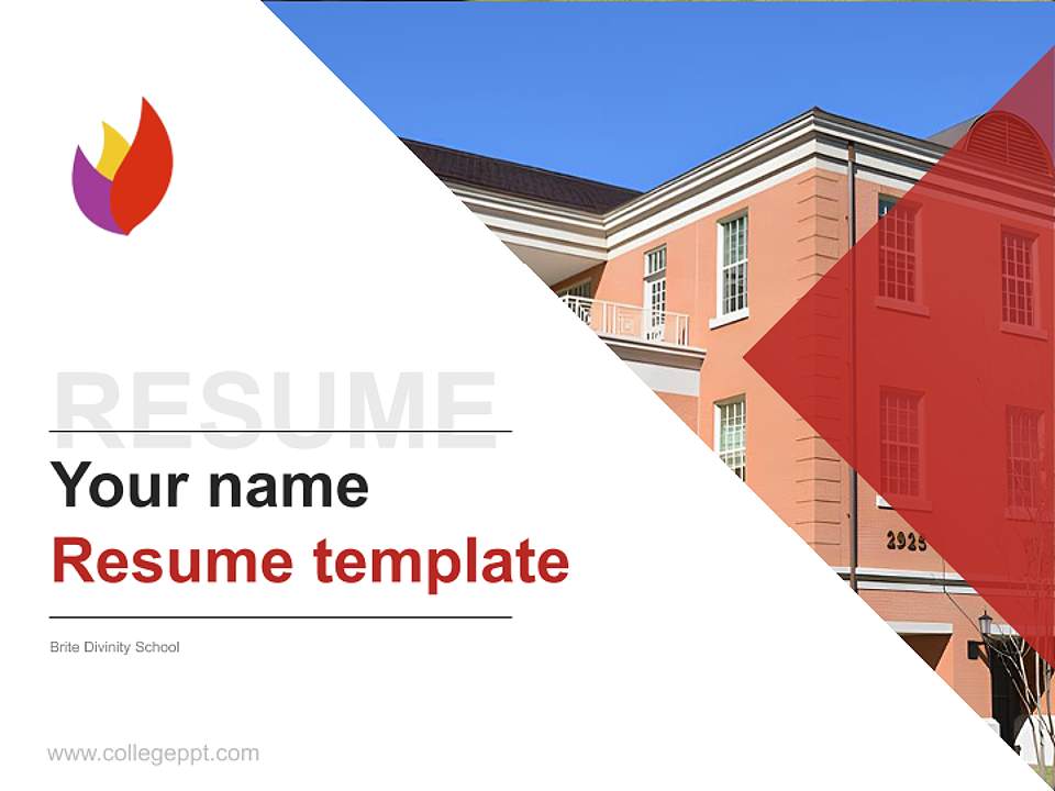 Brite Divinity School Resume PPT Template4:3 ratio PPT effect preview image5