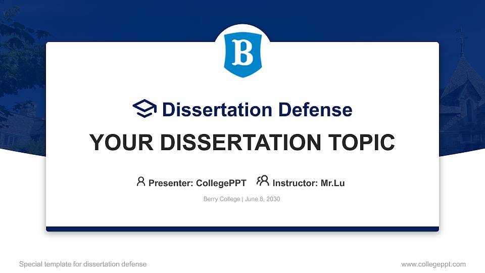 Berry College Graduation Thesis Defense PPT Template16:9 ratio PPT effect preview image