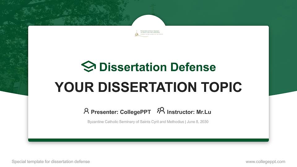 Byzantine Catholic Seminary of Saints Cyril and Methodius Graduation Thesis Defense PPT Template16:9 ratio PPT effect preview image