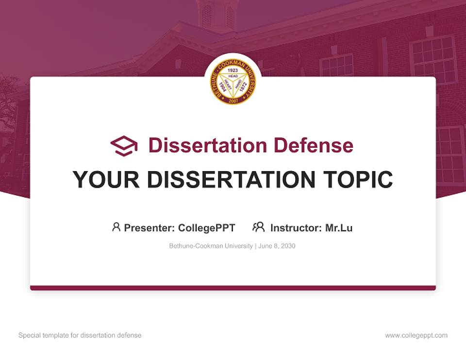 Bethune-Cookman University Graduation Thesis Defense PPT Template4:3 ratio PPT effect preview image7