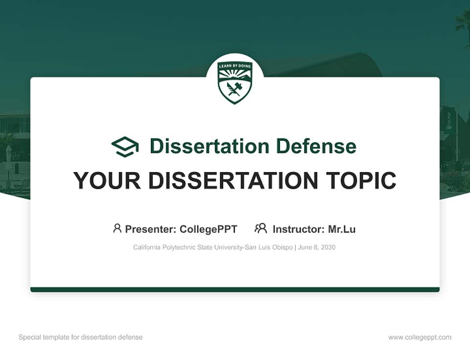 California Polytechnic State University-San Luis Obispo Graduation Thesis Defense PPT Template4:3 ratio PPT effect preview image7