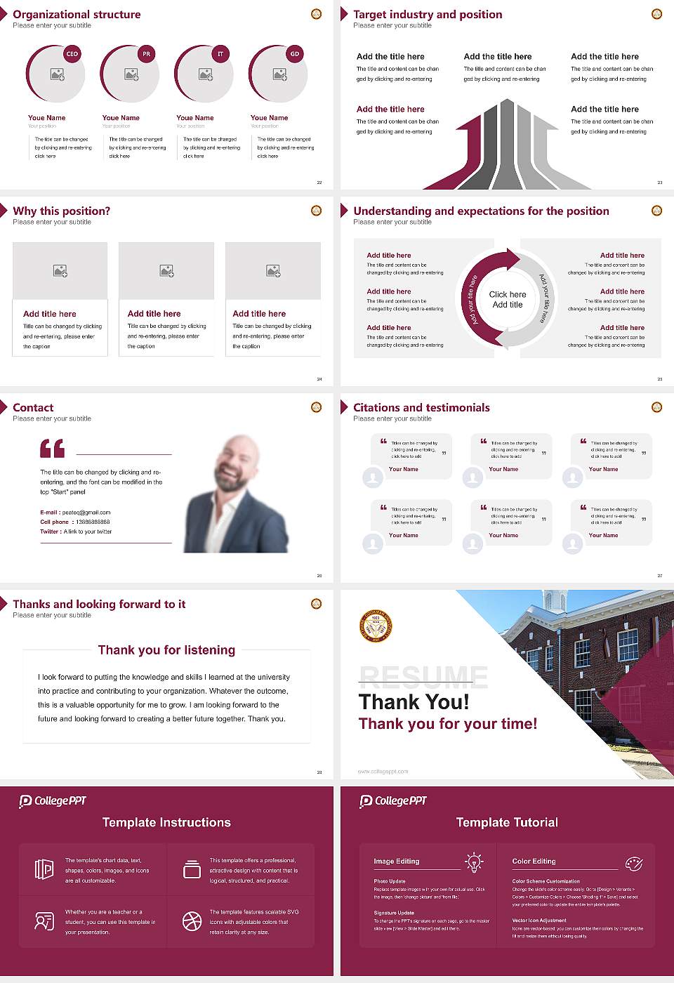 Bethune-Cookman University Resume PPT Template16:9 ratio PPT effect preview image4