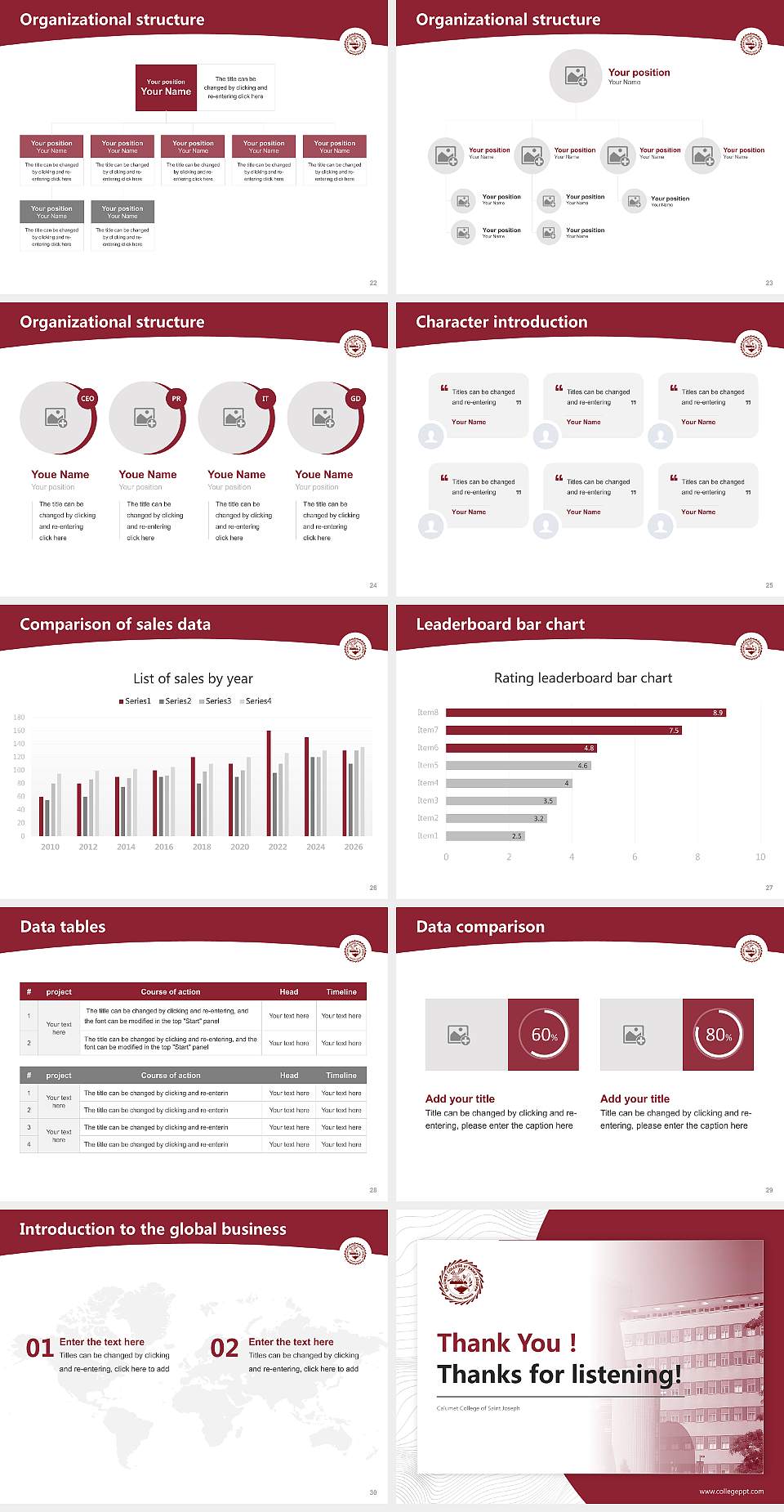 Calumet College of Saint Joseph Academic Presentation/Research Findings Report PPT Template4:3 ratio PPT effect preview image4