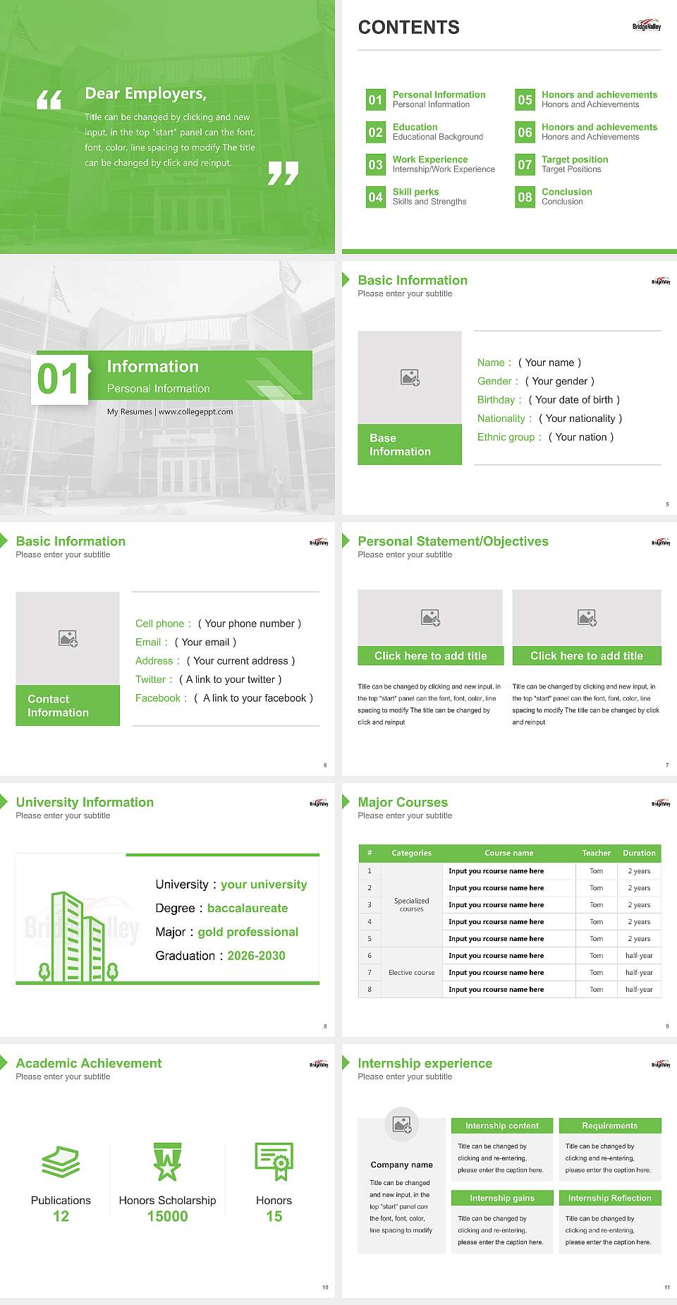 Bridgevalley Community & Technical College Resume PPT Template4:3 ratio PPT effect preview image2