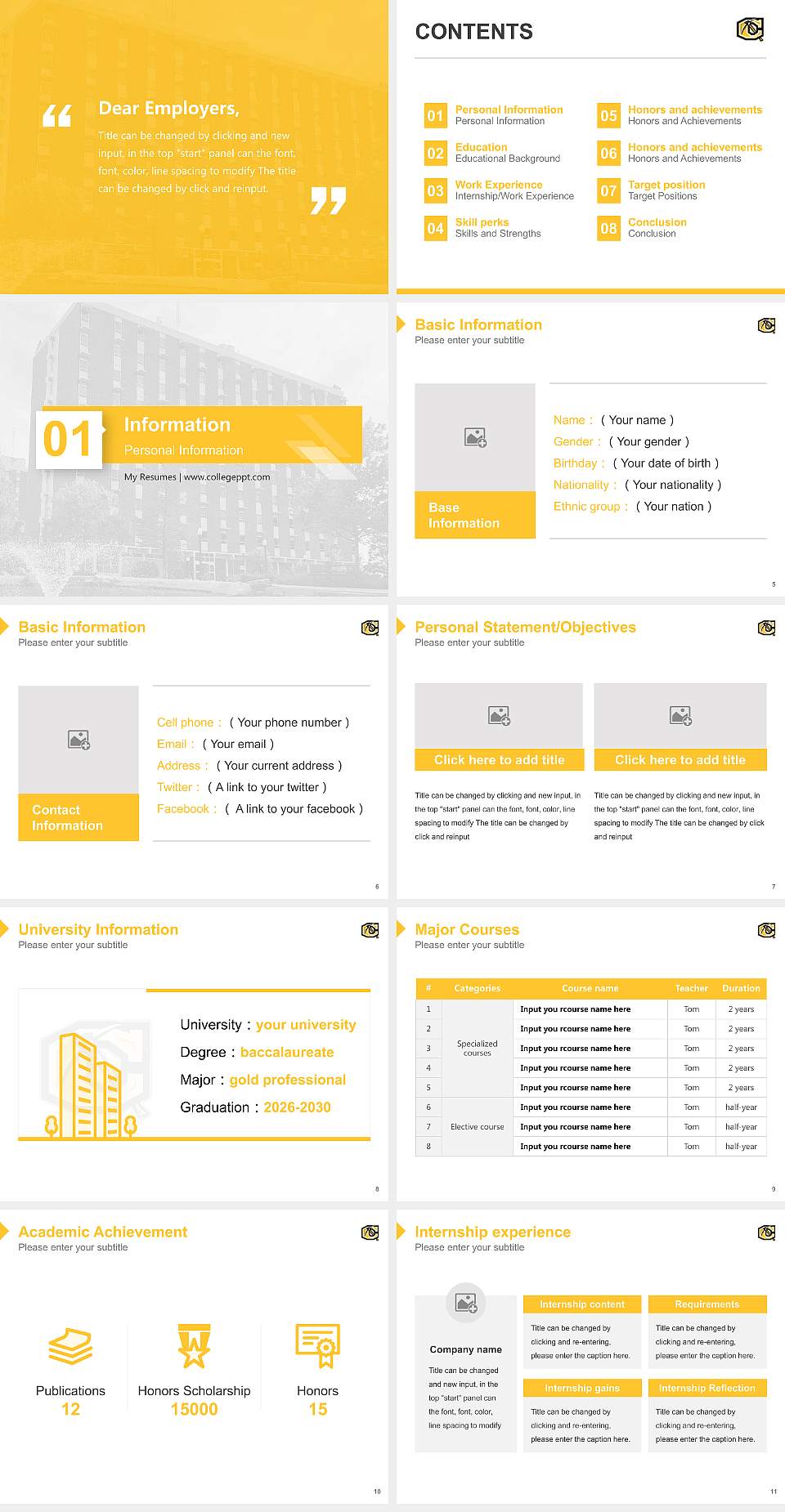 Cameron University Resume PPT Template4:3 ratio PPT effect preview image2
