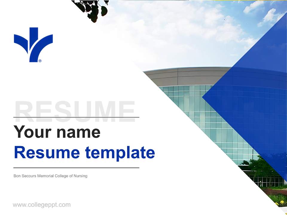 Bon Secours Memorial College of Nursing Resume PPT Template4:3 ratio PPT effect preview image1