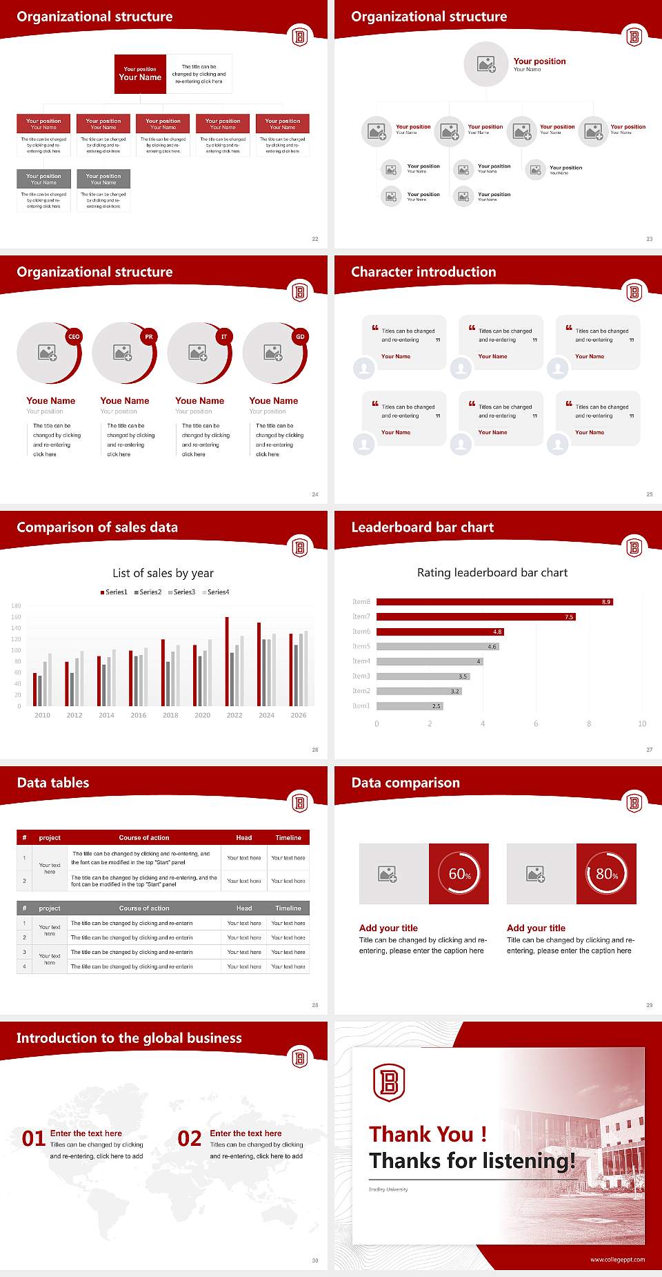 Bradley University Academic Presentation/Research Findings Report PPT Template4:3 ratio PPT effect preview image4