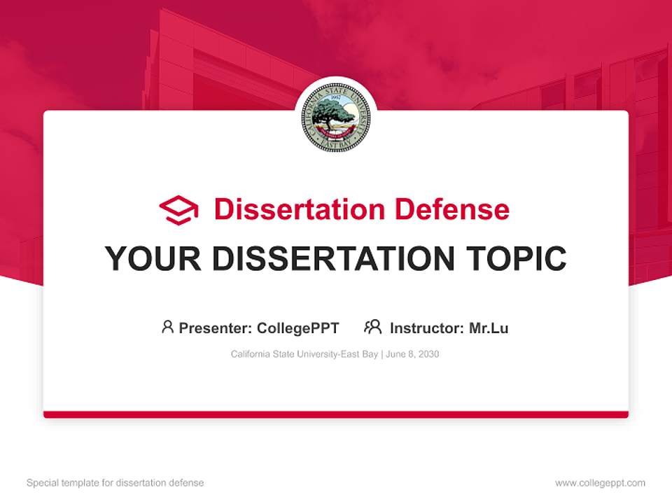 California State University-East Bay Graduation Thesis Defense PPT Template4:3 ratio PPT effect preview image7